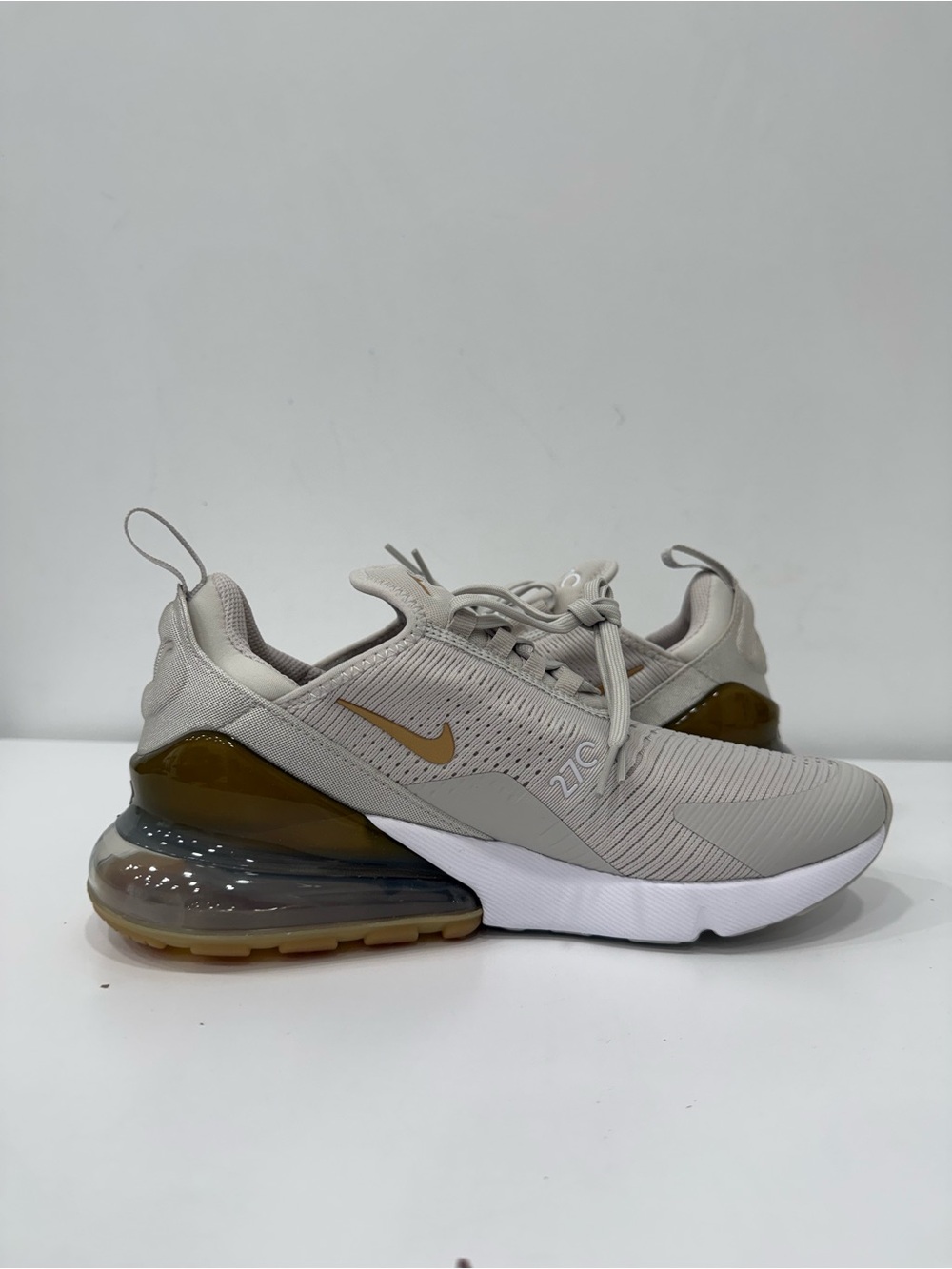 Nike Women's Air Max 270 Sneakers in Beige and Olive - Picture 4 of 6